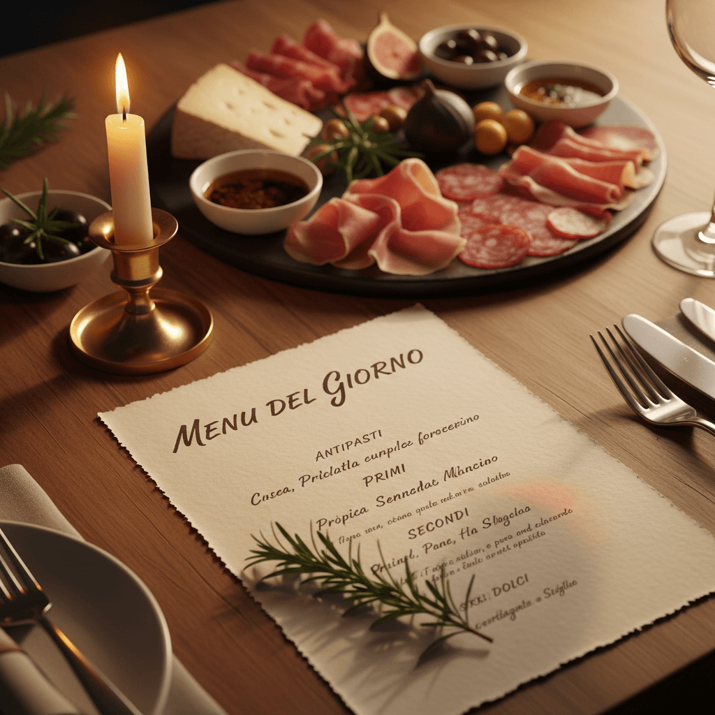 Menu personalizzato su tavola elegante