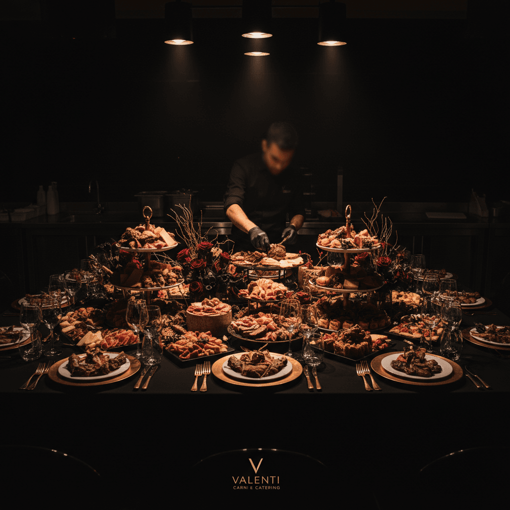 Allestimento tavolo matrimonio con piatti catering Valenti