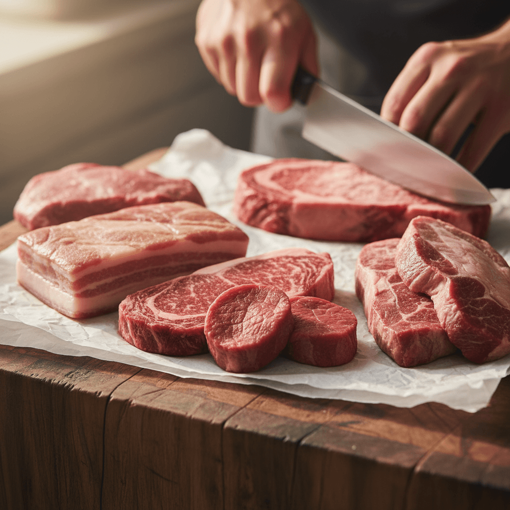 Carni selezionate di alta qualità tagliate al momento