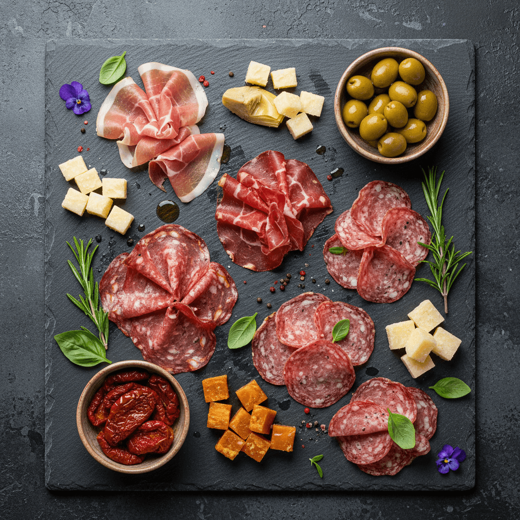 Selezione premium di carni e ingredienti per buffet catering